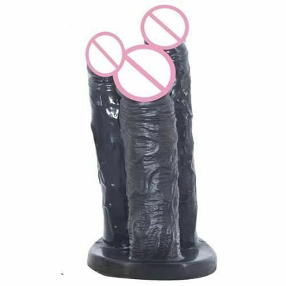House Of Dasein Big Black Three Dildo Dong Triple Penetration Realistic Penis Unique Standard - Black V1257-16482365079618