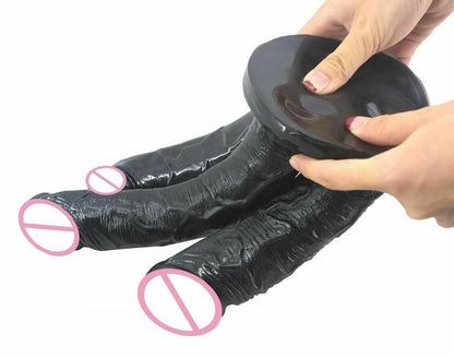 House Of Dasein Big Black Three Dildo Dong Triple Penetration Realistic Penis Unique Standard - Black V1257-16482365079618