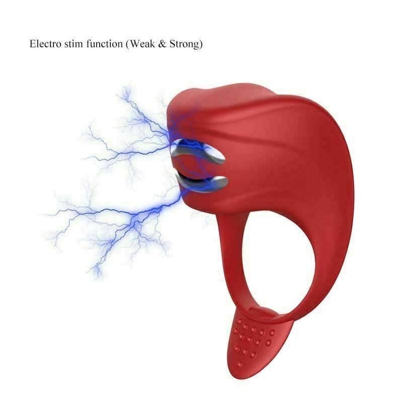 House Of Dasein Red Electro Cock Vibrator Electric Rechargeable Penis Ring - Red V1257-16482452799554