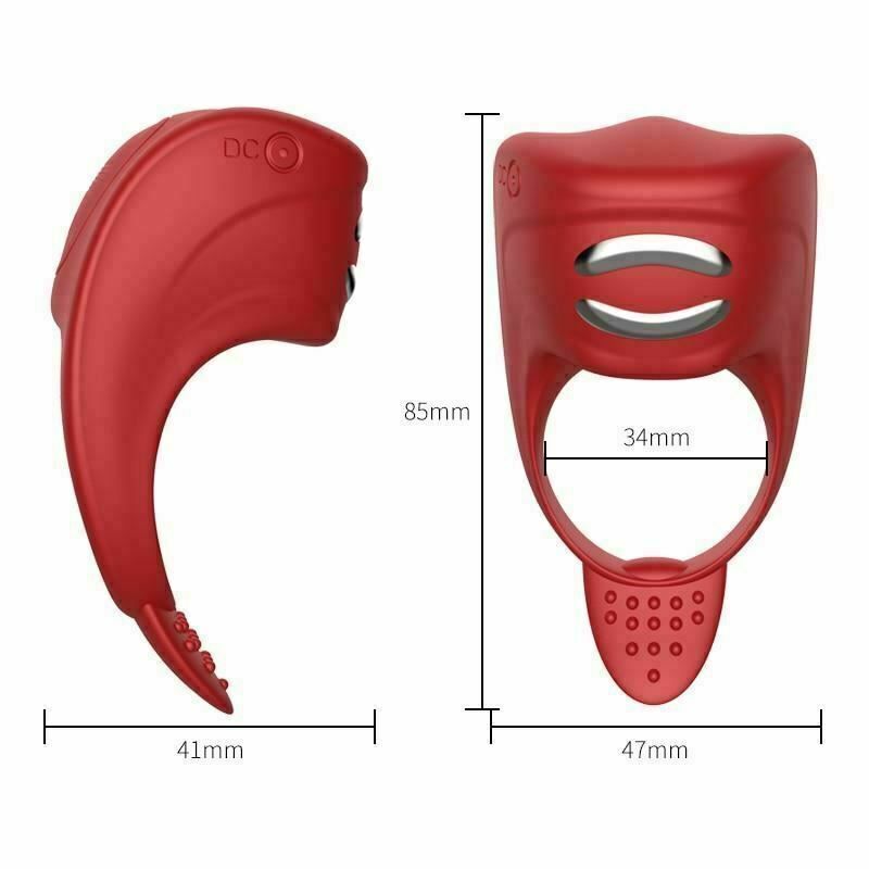 House Of Dasein Red Electro Cock Vibrator Electric Rechargeable Penis Ring - Red V1257-16482452799554