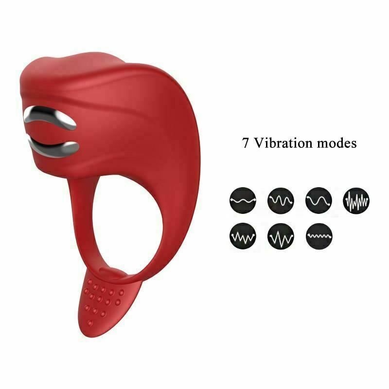 House Of Dasein Red Electro Cock Vibrator Electric Rechargeable Penis Ring - Red V1257-16482452799554