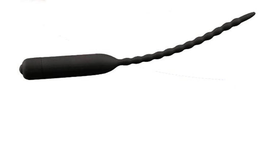 House Of Dasein Black Pink Silicone Urethral Sound Beaded Penis Plug Vibrator - Black - Plug V1257-16500379713602