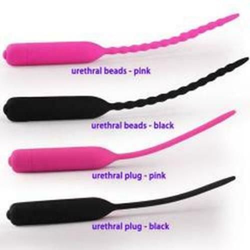 House Of Dasein Black Pink Silicone Urethral Sound Beaded Penis Plug Vibrator - Black - Beads V1257-16500379779138