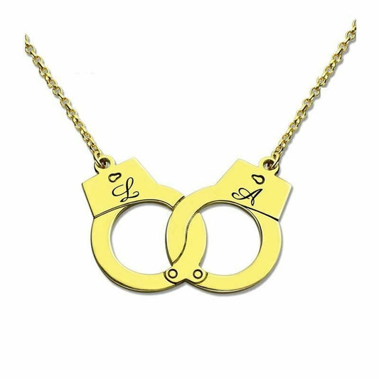 House Of Dasein Custom Initials Necklace Pendant Handcuffs Symbolic Jewellery Bdsm - Gold - 35Cm V1257-16500512456770