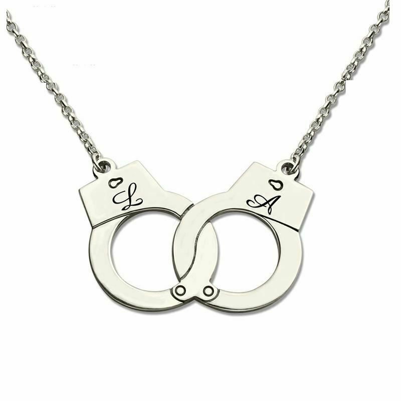 House Of Dasein Custom Initials Necklace Pendant Handcuffs Symbolic Jewellery Bdsm - Silver - 50Cm V1257-16500512686146