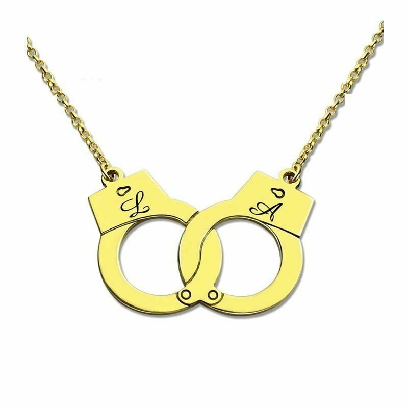House Of Dasein Custom Initials Necklace Pendant Handcuffs Symbolic Jewellery Bdsm - Rose Gold - 45Cm V1257-16500512817218