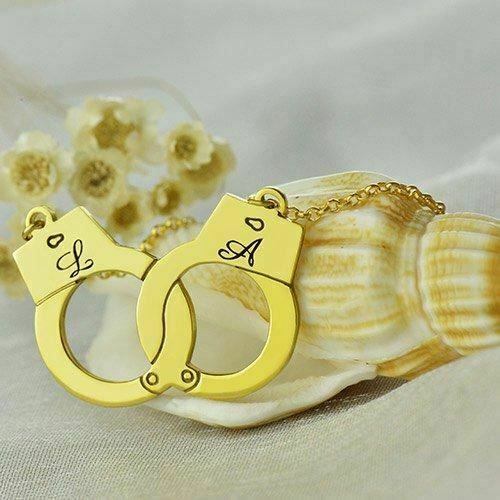 House Of Dasein Custom Initials Necklace Pendant Handcuffs Symbolic Jewellery Bdsm - Rose Gold - 55Cm V1257-16500512915522