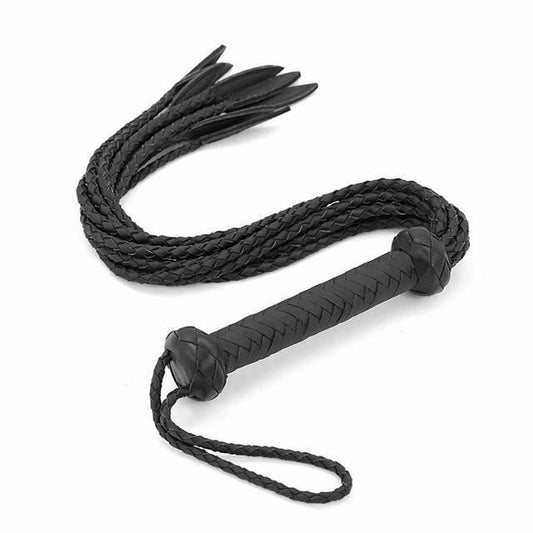 House Of Dasein 60Cm Black Red Brown Leather Flogger Braided Handle Tails Spanking Toy Bdsm - Black V1257-16512157515842