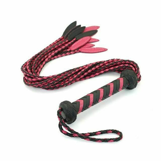 House Of Dasein 60Cm Black Red Brown Leather Flogger Braided Handle Tails Spanking Toy Bdsm - Pink V1257-16512157614146