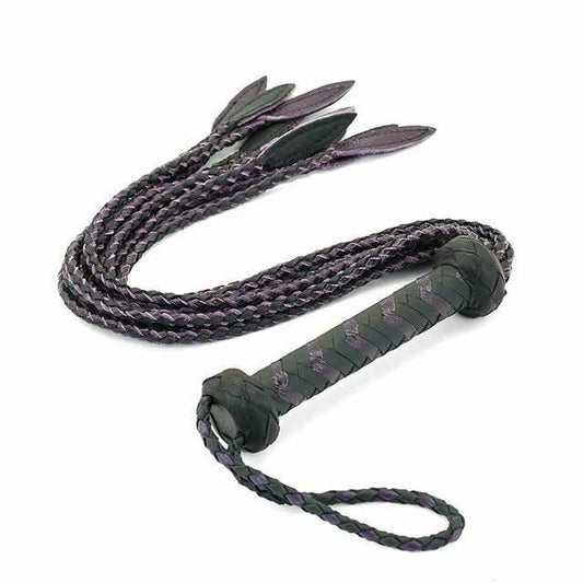 House Of Dasein 60Cm Black Red Brown Leather Flogger Braided Handle Tails Spanking Toy Bdsm - Purple V1257-16512157646914