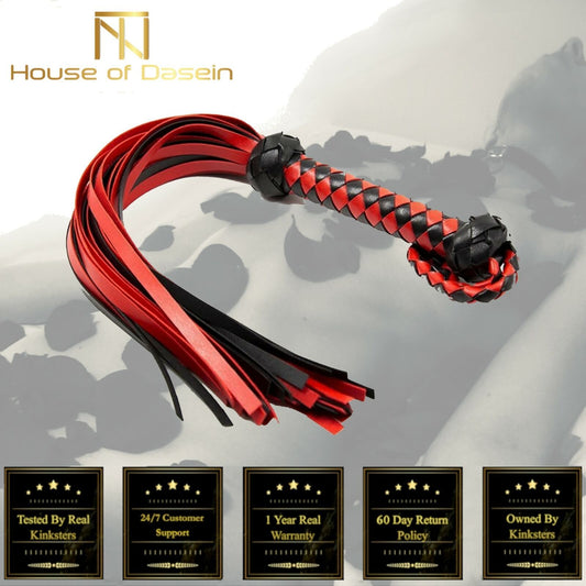 House Of Dasein Red Black Bdsm Flogger Spanking Whip Impact Play Kink Fetish - Red V1257-16512200867906