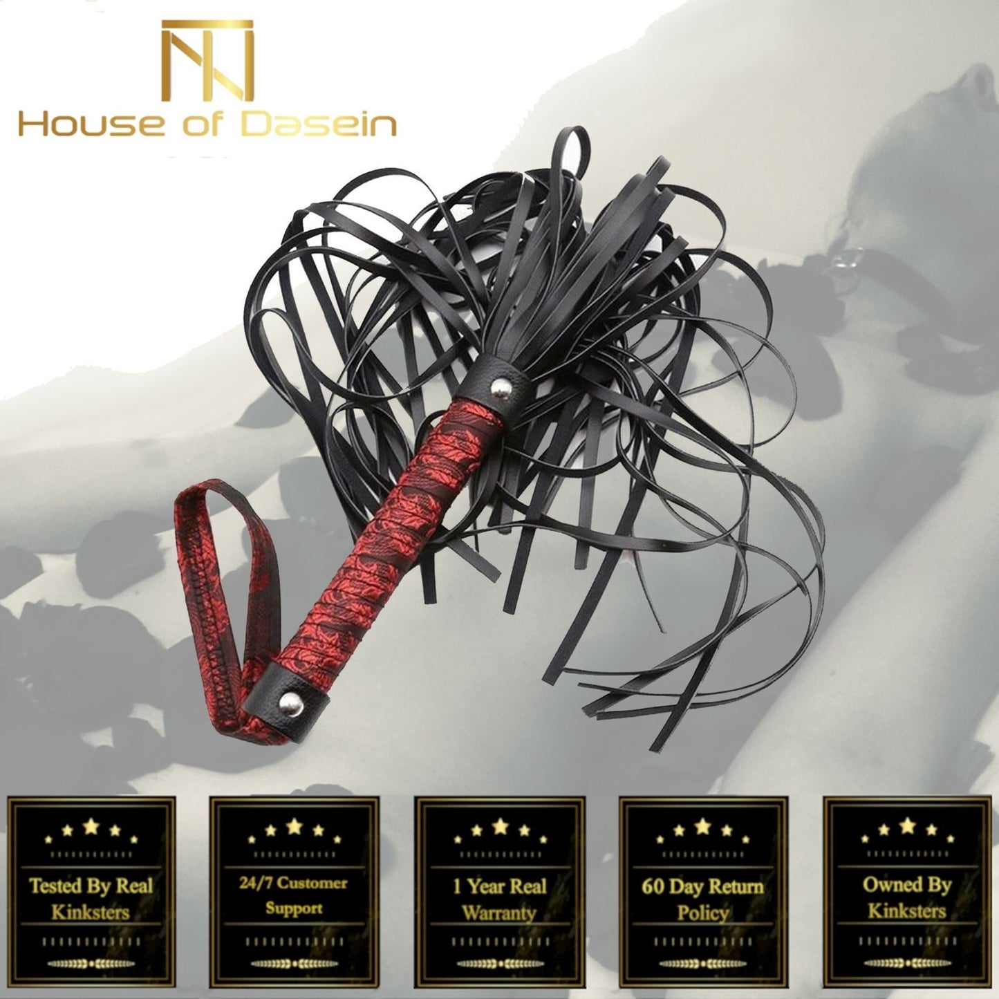 House Of Dasein Bondage Beginners Black Flogger Sensation Tickle Bdsm Fetish - Black V1257-16512233013314