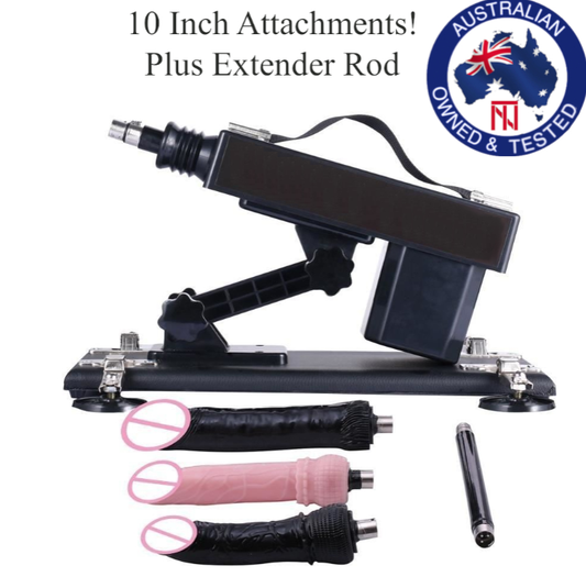House Of Dasein A2 Automatic Sex Machine 26Cm Inch 3 Huge Realistic Dildos Attachments - Black V1257-16559745368130