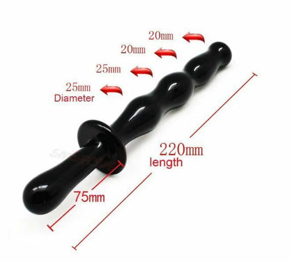 House Of Dasein Black Glass Anal Beads Butt Plug Double Ended Dildo Bdsm Fetish - Black V1257-16560805380162
