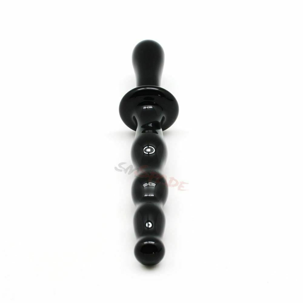 House Of Dasein Black Glass Anal Beads Butt Plug Double Ended Dildo Bdsm Fetish - Black V1257-16560805380162