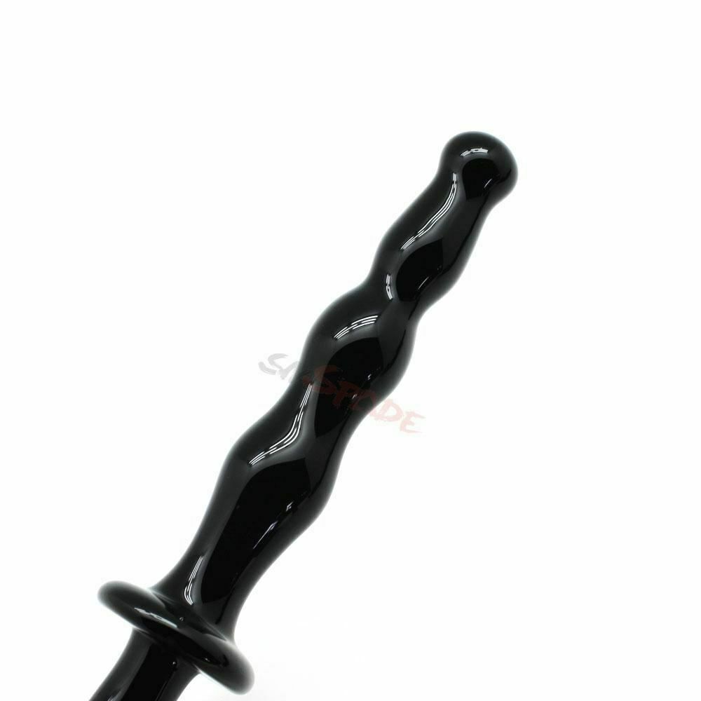 House Of Dasein Black Glass Anal Beads Butt Plug Double Ended Dildo Bdsm Fetish - Black V1257-16560805380162