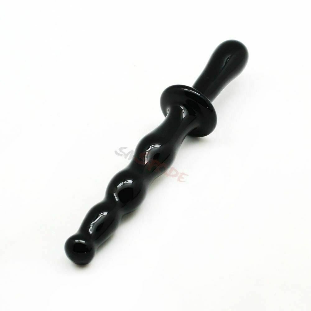 House Of Dasein Black Glass Anal Beads Butt Plug Double Ended Dildo Bdsm Fetish - Black V1257-16560805380162
