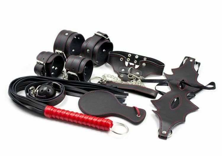 House Of Dasein Bdsm Bondage Beginners Starter Kit Fetish Pack Mask Collar Cuffs Gag Restraints - Red V1257-16565462499394