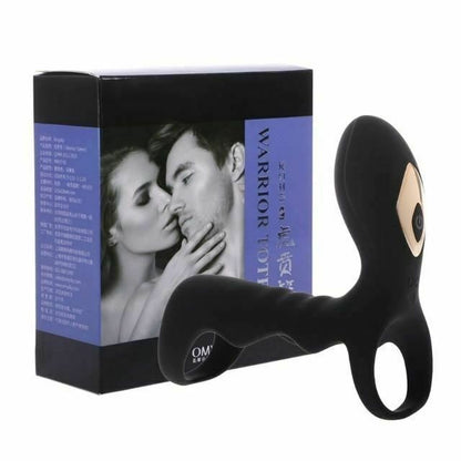 House Of Dasein Double Cock Clitoral Vibrator 10 Speeds Vibrating Penis Ring Couples - Black V1257-16565640331330