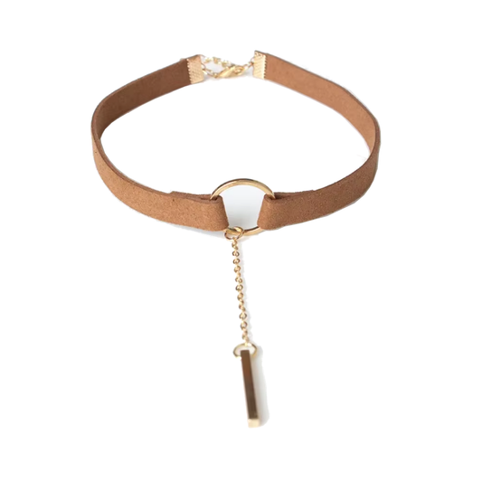 House Of Dasein Black Brown Velvet Choker Boho Dainty Rope Bar Pedant Circle Necklaces For Women - Brown Gold V1257-16573606133826