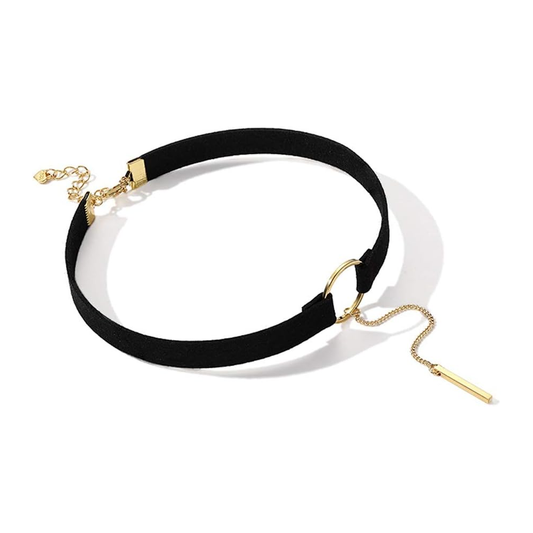 House Of Dasein Black Brown Velvet Choker Boho Dainty Rope Bar Pedant Circle Necklaces For Women - Black Gold V1257-16573606166594