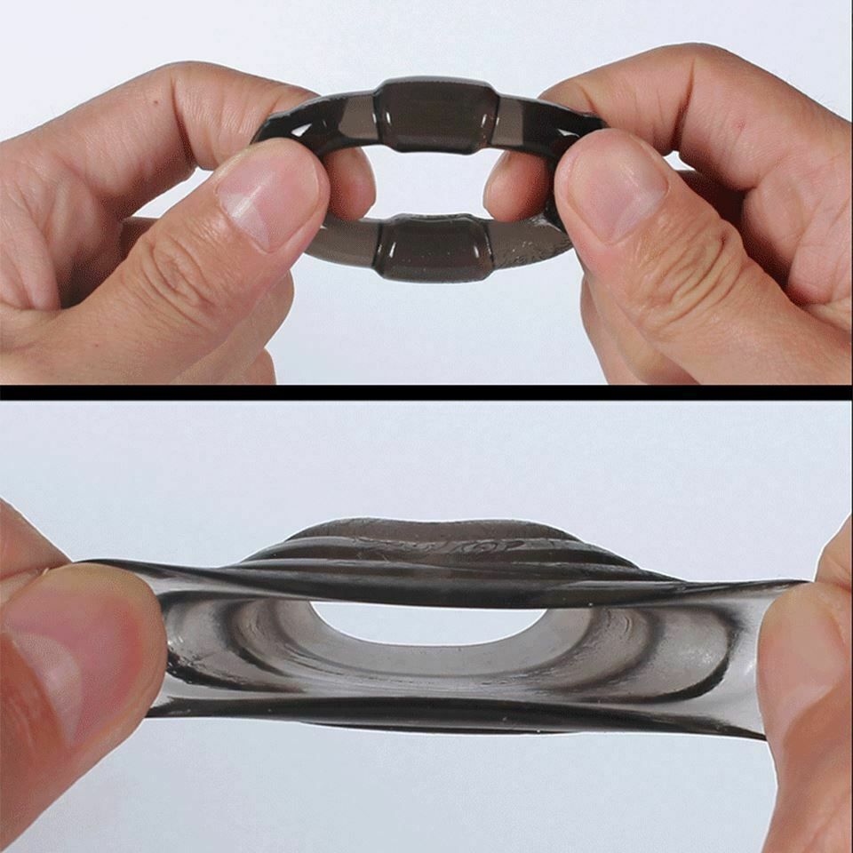 House Of Dasein Set 4 Cock Rings Silicone Stretchy Cages Delay Ejaculation - Black V1257-16578316435522