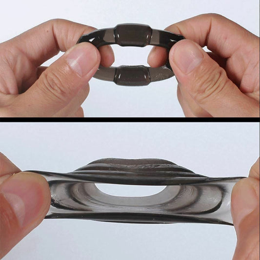 House Of Dasein 4Pcs Set Black Stretchy Silicone Cock Four Styles Penis Rings Men - Black V1257-16578317156418
