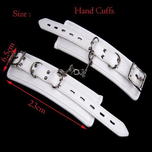 House Of Dasein White Wrist Ankle Cuffs Spreader Bar Bondage Kink Restraints - White - Hand Cuffs V1257-16610597077058