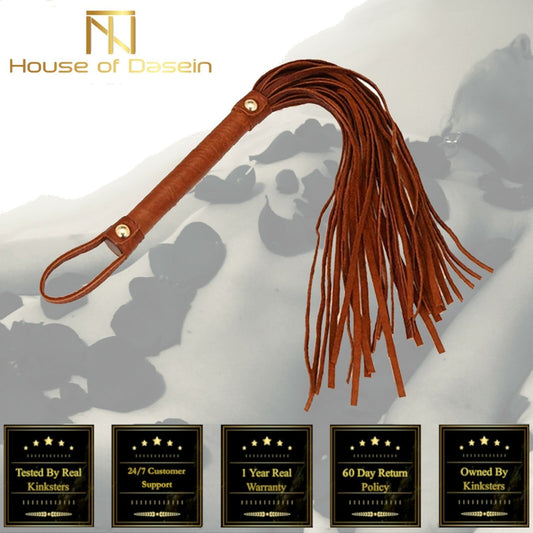 House Of Dasein Brown Leather Flogger Erotic Toys Spanking Bondage Bdsm Fetish - Brown V1257-30144175013954