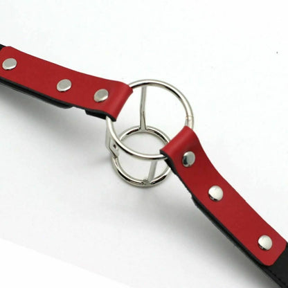 House Of Dasein Metal Double Ring Open Mouth Gag Deep Throat Training Bdsm Bondage Restraints - Red V1257-30186860347458