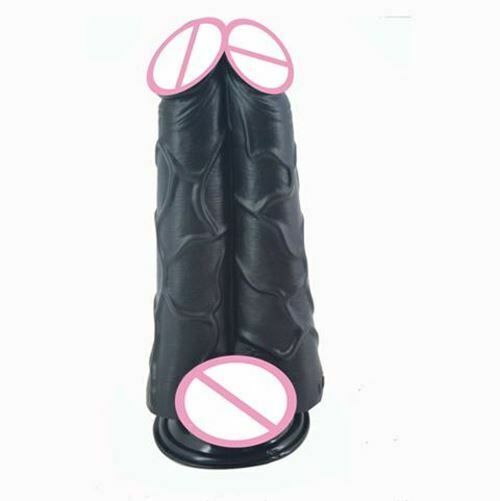House Of Dasein Big Double Dildo Suction Cup Monster Veined Kink Fetish Large - Black V1257-30289049976970
