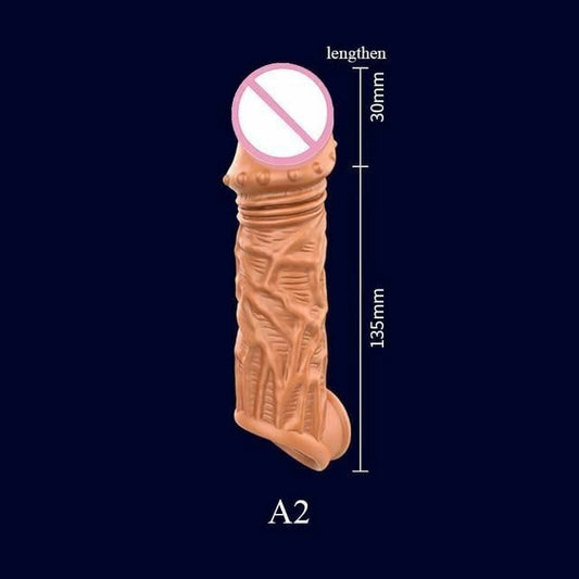 House Of Dasein Reusable Penis Sleeve Cock Extender Enlarger Hollow Dildo Vibrator - A2 V1257-30289050435722