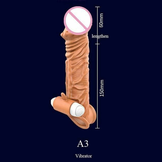 House Of Dasein Reusable Penis Sleeve Cock Extender Enlarger Hollow Dildo Vibrator - A3 V1257-30289050501258