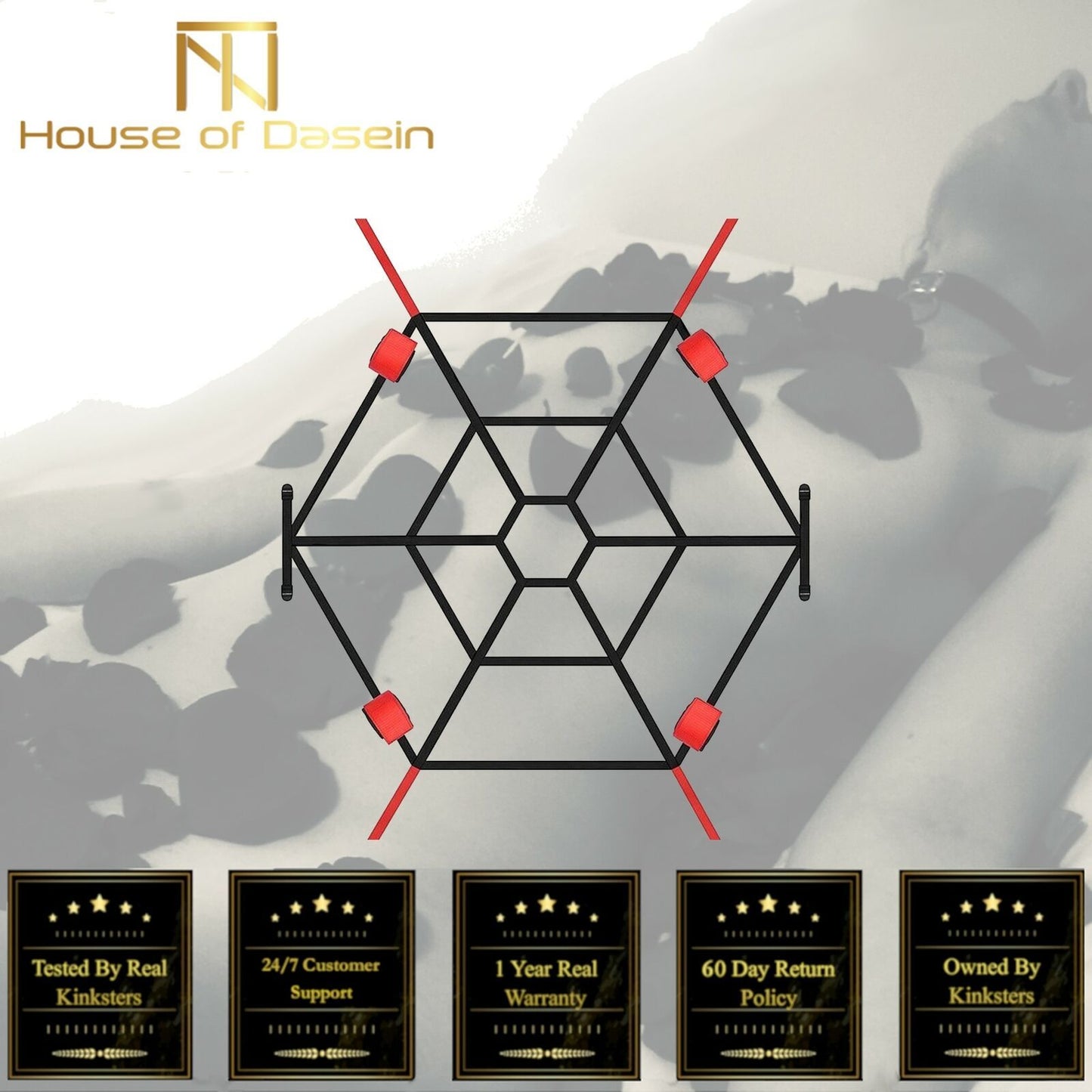House Of Dasein Spider Web Net Bed Bondage Cuffs Restraint Bdsm Couples Kit - Red V1257-30306371534986