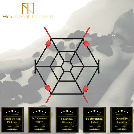 House Of Dasein Spider Web Net Bed Bondage Cuffs Restraint Bdsm Couples Kit - Red V1257-30306371534986