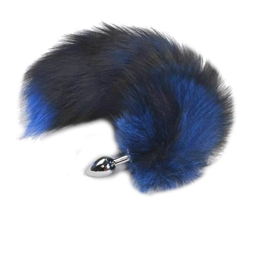 House Of Dasein Fox Faux Fur Tail Metal Anal Stainless Steel Butt Plug Bdsm - Blue V1257-30366011064458