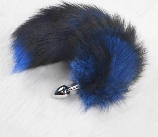 House Of Dasein Fox Faux Fur Tail Metal Anal Stainless Steel Butt Plug Bdsm - Blue V1257-30366011064458
