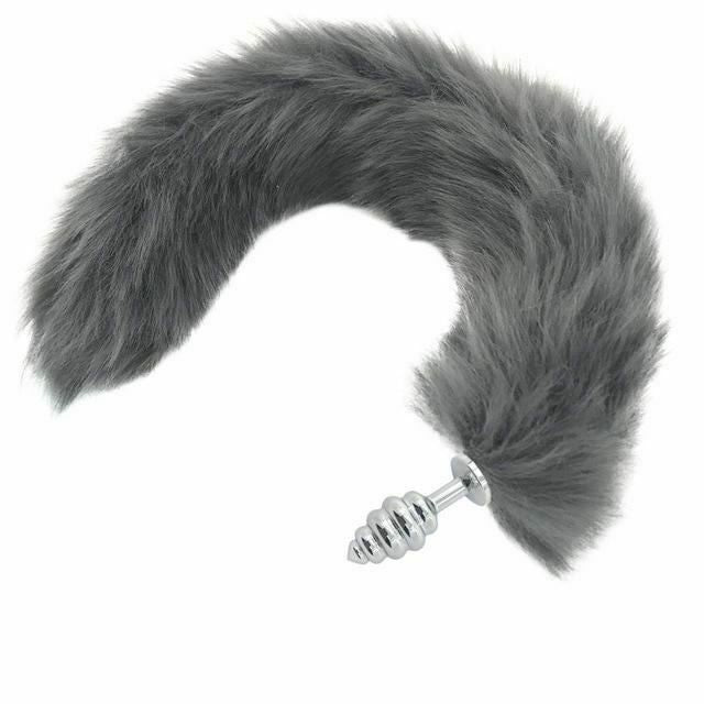 House Of Dasein Grey Long Fox Kitten Puppy Tail Butt Plug Bdsm Pet Play Fetish - Grey - Small 113 V1257-30366013194378