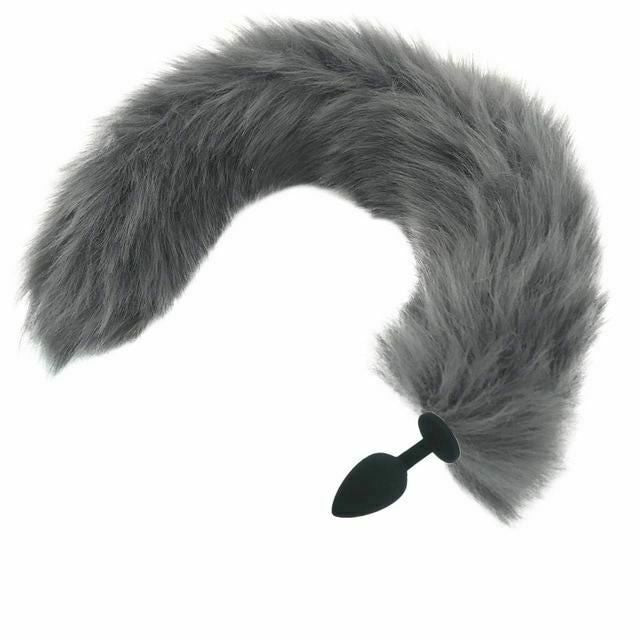 House Of Dasein Grey Long Fox Kitten Puppy Tail Butt Plug Bdsm Pet Play Fetish - Grey - Small 107 V1257-30366013292682