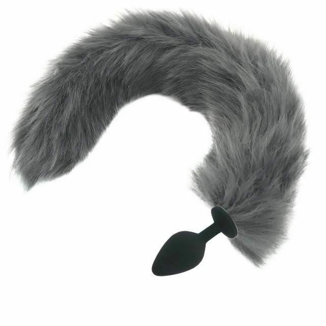 House Of Dasein Grey Long Fox Kitten Puppy Tail Butt Plug Bdsm Pet Play Fetish - Grey - Medium 108 V1257-30366013423754