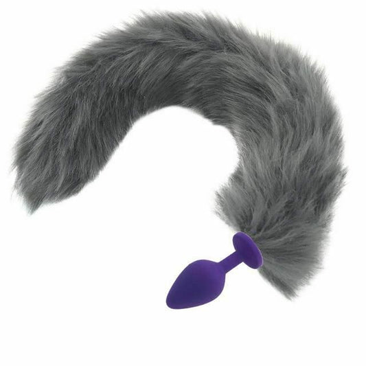 House Of Dasein Grey Long Fox Kitten Puppy Tail Butt Plug Bdsm Pet Play Fetish - Grey - Medium 105 V1257-30366013522058