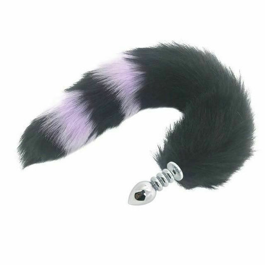 House Of Dasein Black Fox Tail Anal Butt Plug Faux Fur Stainless Steel Cosplay Bdsm Pet Play - Black - Medium V1257-30366013620362