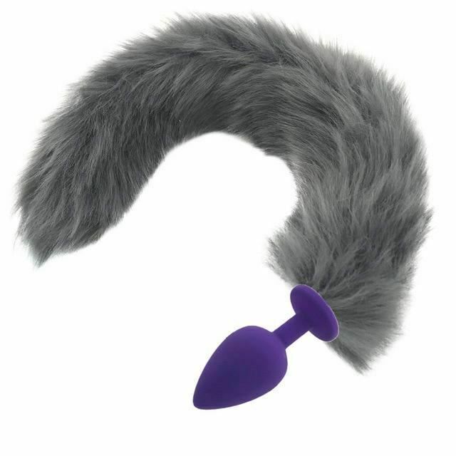 House Of Dasein Grey Long Fox Kitten Puppy Tail Butt Plug Bdsm Pet Play Fetish - Grey - Big 106 V1257-30366013653130