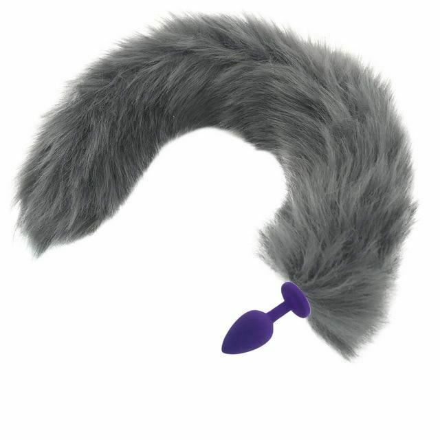 House Of Dasein Grey Long Fox Kitten Puppy Tail Butt Plug Bdsm Pet Play Fetish - Grey - Small 104 V1257-30366013784202