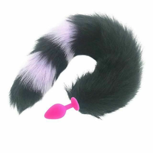 House Of Dasein Black Fox Tail Anal Butt Plug Faux Fur Stainless Steel Cosplay Bdsm Pet Play - Black - Medium V1257-30366014275722