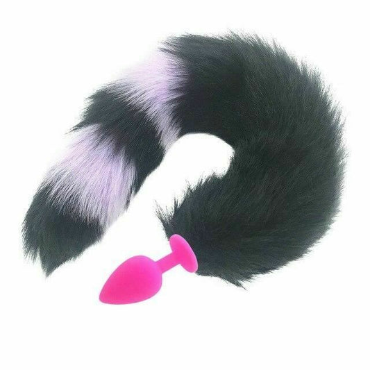 House Of Dasein Black Fox Tail Anal Butt Plug Faux Fur Stainless Steel Cosplay Bdsm Pet Play - Black - Big 103 V1257-30366014341258