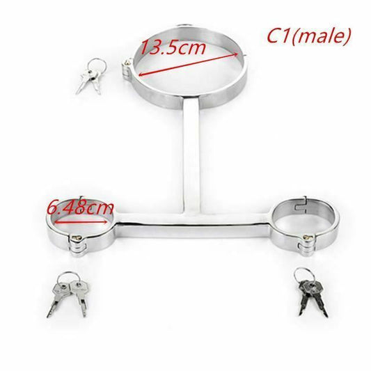 House Of Dasein Metal Spreader Bar Cuffs Collar Bondage Restraint Kits Slave Shackles Set Bdsm - Skin - C1 V1257-30368824328330
