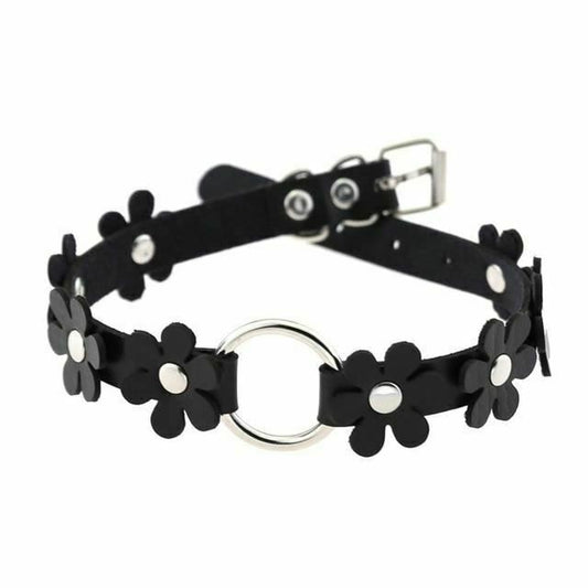 House Of Dasein Flower Choker Animal Friendly Collar 14 Colours Bdsm Submissive - Black V1257-30368871284874