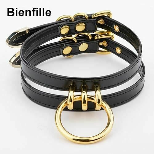 House Of Dasein Double Caged Slave Collar Gothic Silver Gold Metal Choker - Black With Gold V1257-30368951337098