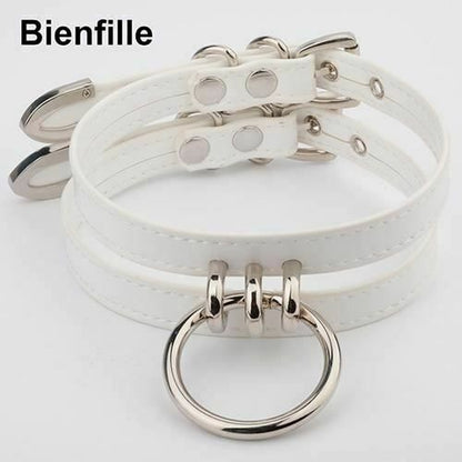 House Of Dasein Double Caged Slave Collar Gothic Silver Gold Metal Choker - White With Silver V1257-30368951369866
